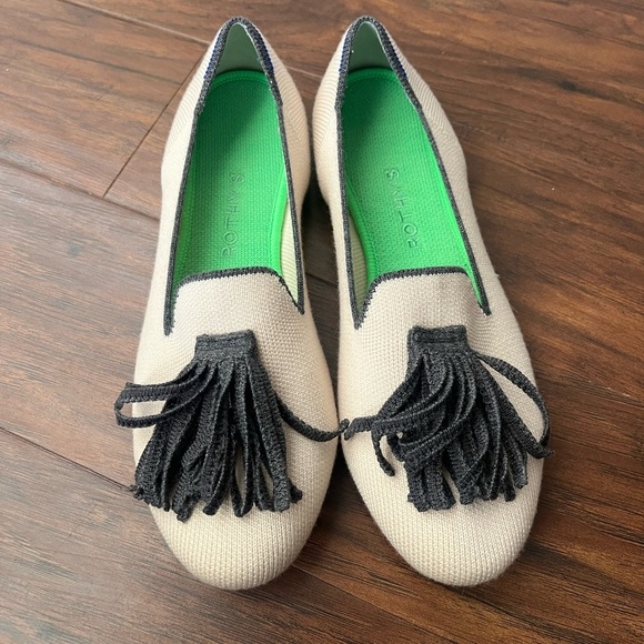 Rothy's Merino Wool White and Gray Tassel Loafers-Size 7.5-Retired Edition - Picture 1 of 8